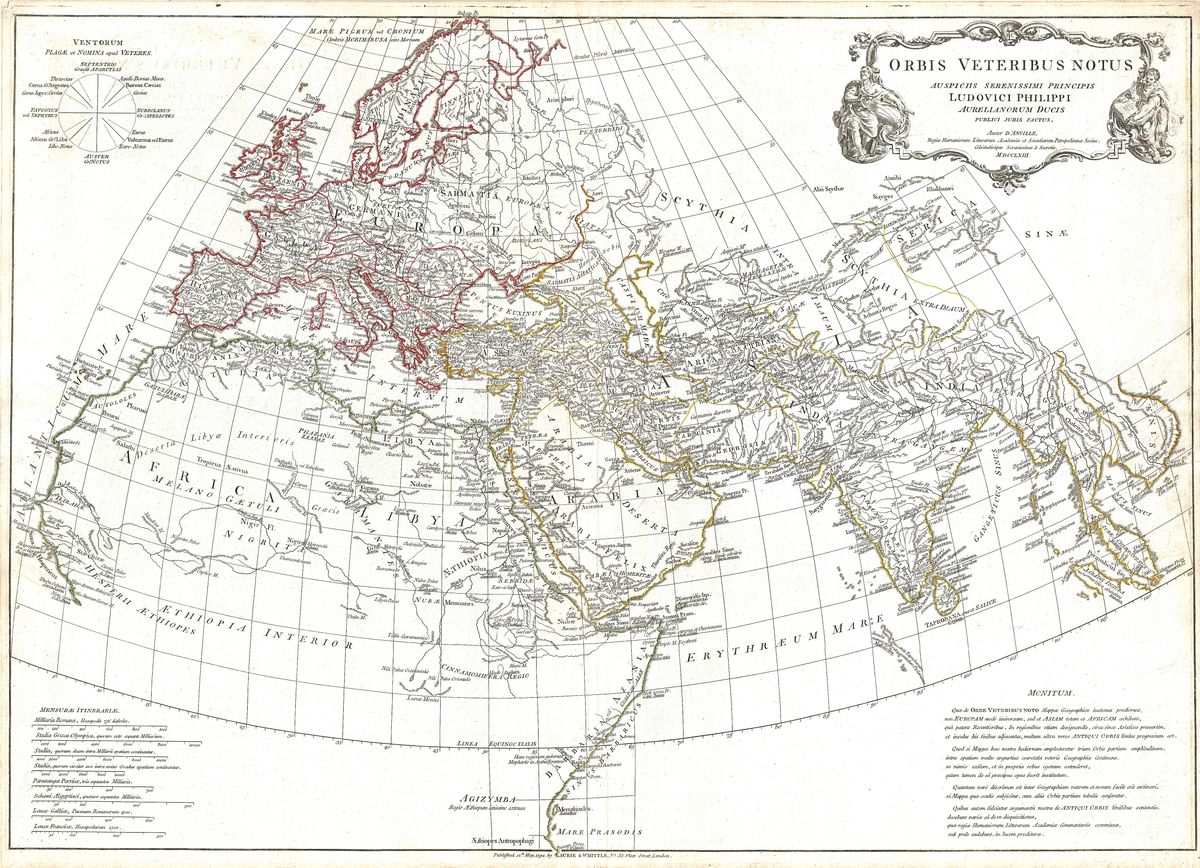 Antique map of The Ancient World by Jean-Baptiste Bourguignon d'Anville, 1794