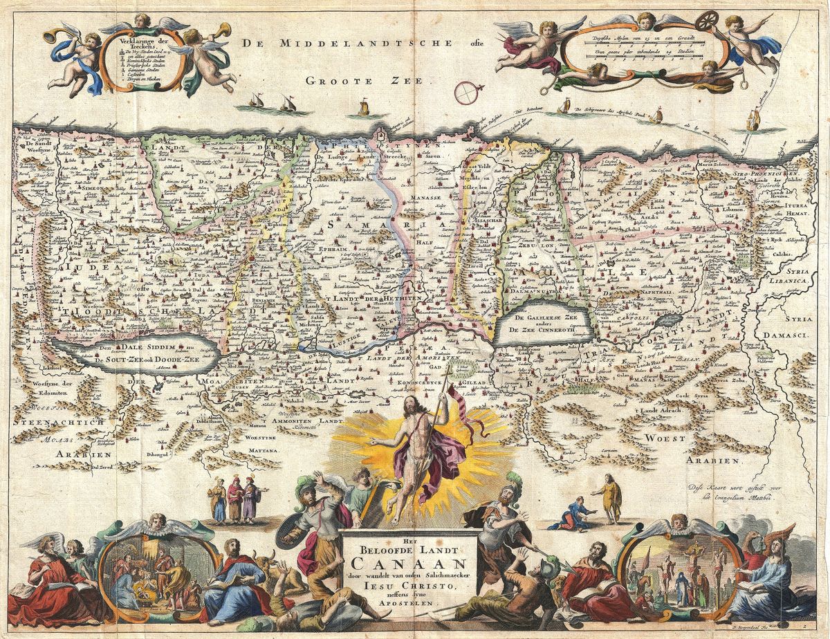 Antique map of Canaan by Daniel Stoopendaal, 1702