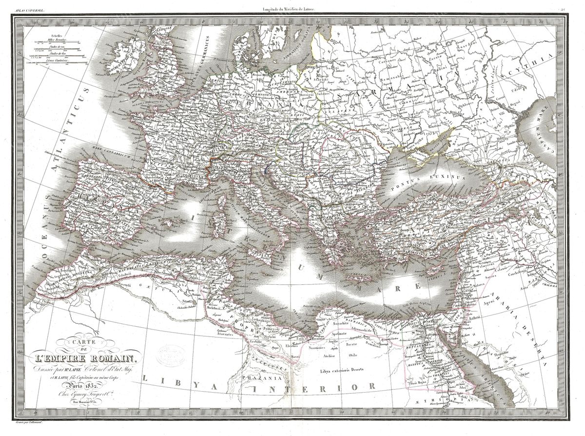 Antique map of The Roman Empire (Lapie) by Pierre Lapie, 1829