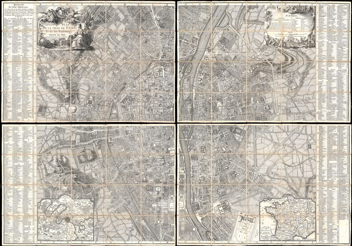 Antique map of Paris by Alexis-Hubert Jaillot, 1767