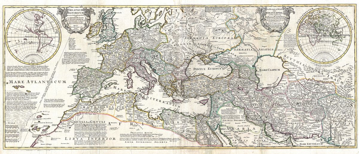 Antique map of The Roman Empire by Herman Moll, 1709