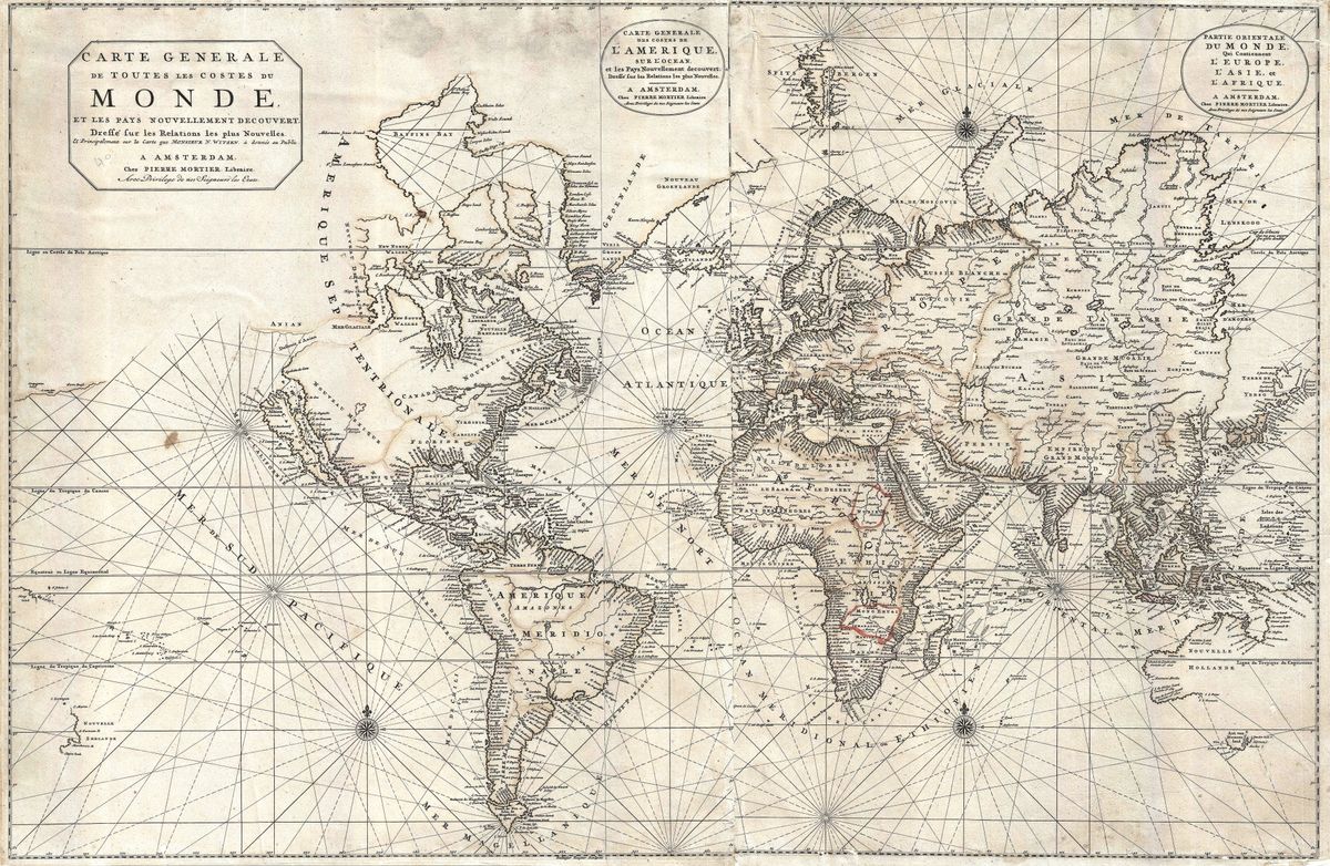 Antique map of The World by Pieter Mortier, 1703